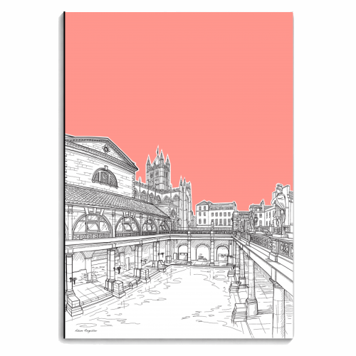 City Of Bath (Coral Pink Version) - personalised A4, A5, A6 notebook by Adam Regester