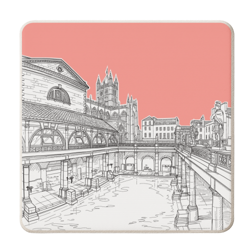 City Of Bath (Coral Pink Version) - personalised beer coaster by Adam Regester