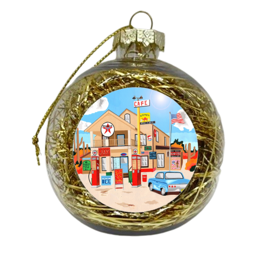 Classic American Texaco Station. - xmas bauble by Mohan Ballard