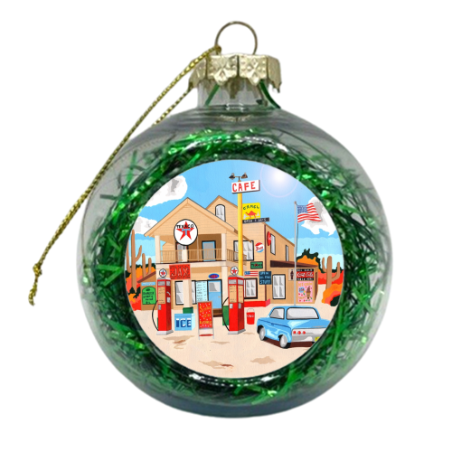 Classic American Texaco Station. - xmas bauble by Mohan Ballard