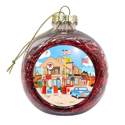 Classic American Texaco Station. - xmas bauble by Mohan Ballard