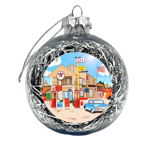 Classic American Texaco Station. - xmas bauble by Mohan Ballard