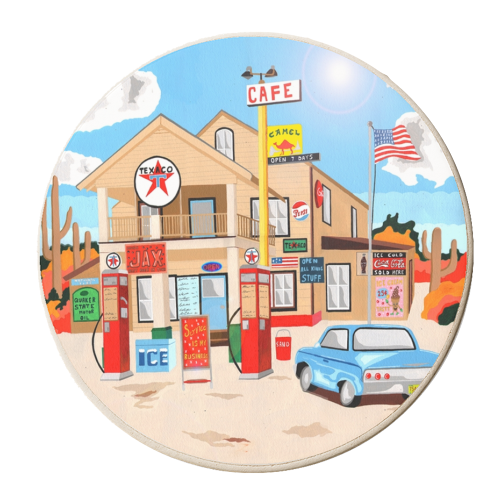 Classic American Texaco Station. - personalised beer coaster by Mohan Ballard