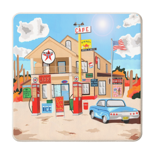 Classic American Texaco Station. - personalised beer coaster by Mohan Ballard