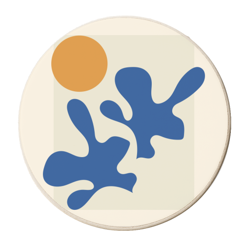 Classic Blue Matisse Inspired - personalised beer coaster by EZbie