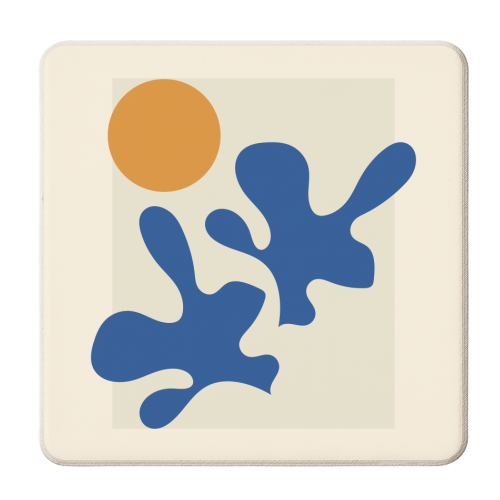 Classic Blue Matisse Inspired - personalised beer coaster by EZbie