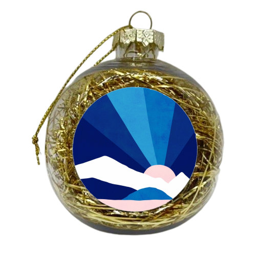 Classic Blue Rainbow Landscape - xmas bauble by Dominique Vari