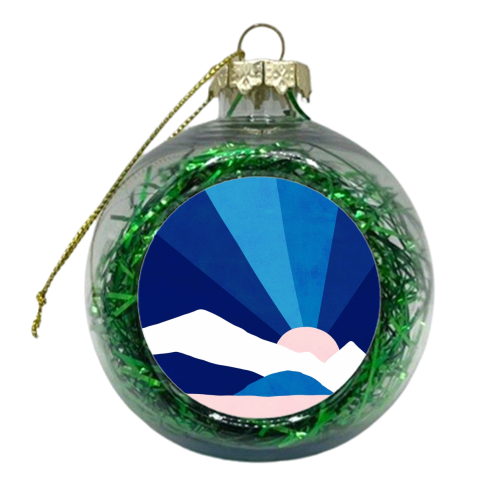 Classic Blue Rainbow Landscape - xmas bauble by Dominique Vari