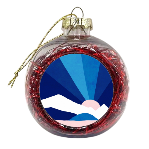 Classic Blue Rainbow Landscape - xmas bauble by Dominique Vari