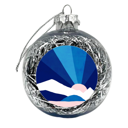 Classic Blue Rainbow Landscape - xmas bauble by Dominique Vari