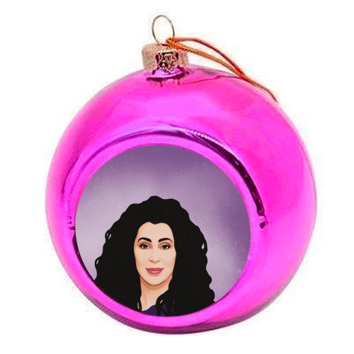 Classic Female Stars : Cher - colourful christmas bauble by Giddy Kipper