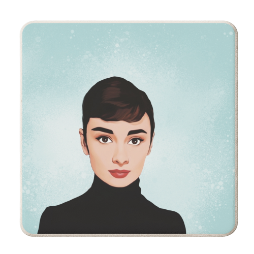 Classic Female Stars of the screen: Audrey - personalised beer coaster by Giddy Kipper