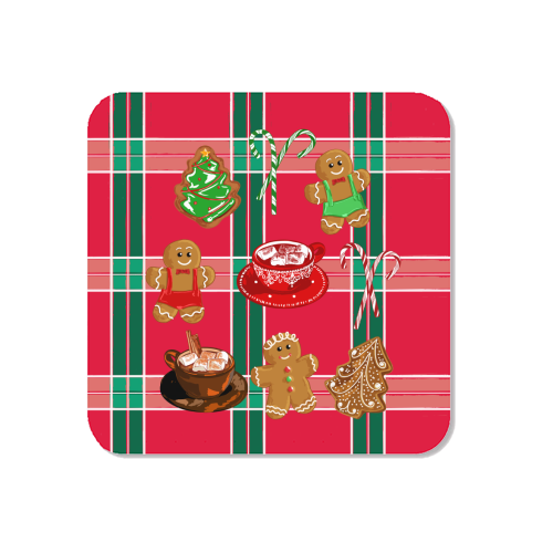 Classic Gingerbread Christmas Treats on Red Green Plaid Pattern - Magnet by EZbie