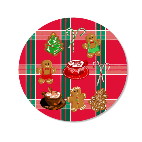 Classic Gingerbread Christmas Treats on Red Green Plaid Pattern - Magnet by EZbie