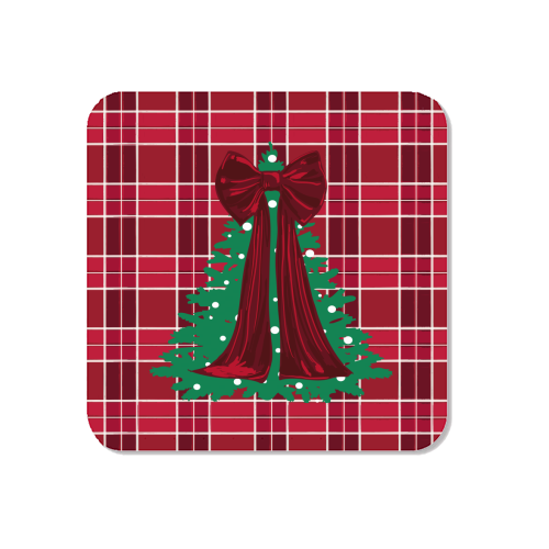 Classic Red Plaid Christmas Tree with Red Bow - Magnet by EZbie