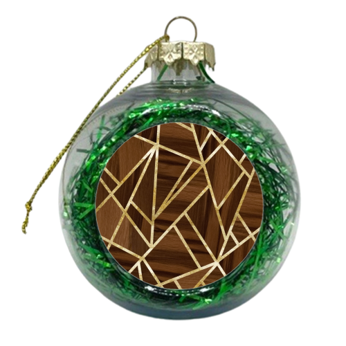 Classic Wood Gold Geo #1 #geometric #decor #art - xmas bauble by Anita Bella Jantz