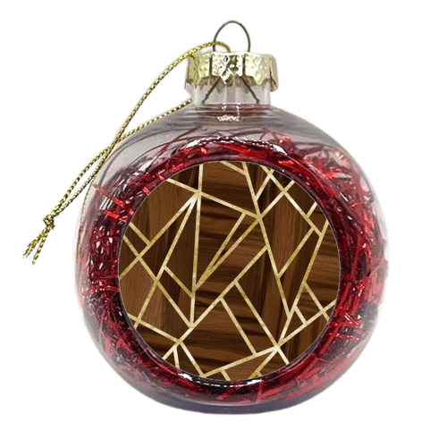 Classic Wood Gold Geo #1 #geometric #decor #art - xmas bauble by Anita Bella Jantz