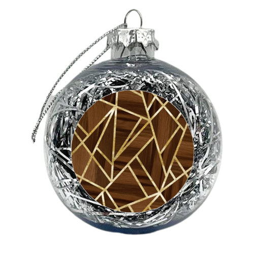 Classic Wood Gold Geo #1 #geometric #decor #art - xmas bauble by Anita Bella Jantz