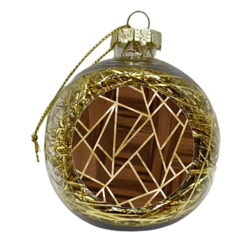 Classic Wood Gold Geo #1 #geometric #decor #art - xmas bauble by Anita Bella Jantz
