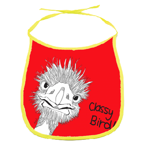 Classy Bird - funny baby bib by Casey Rogers