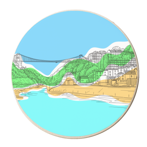Clifton Suspension Bridge, Bristol, In Colours - personalised beer coaster by Adam Regester