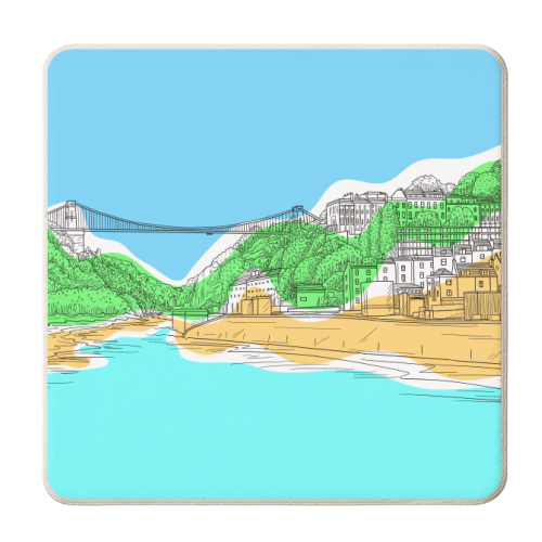 Clifton Suspension Bridge, Bristol, In Colours - personalised beer coaster by Adam Regester