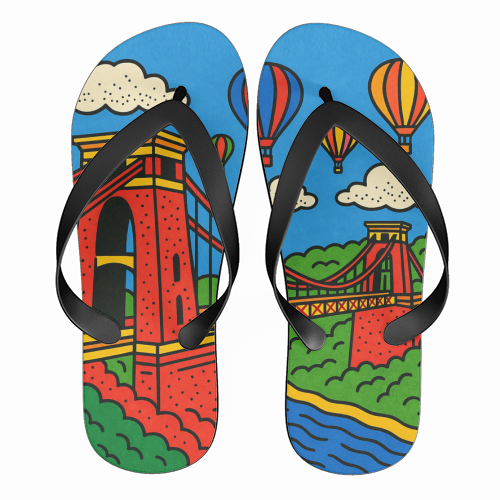 Clifton Suspension Bridge - funny flip flops by Ms Doodle