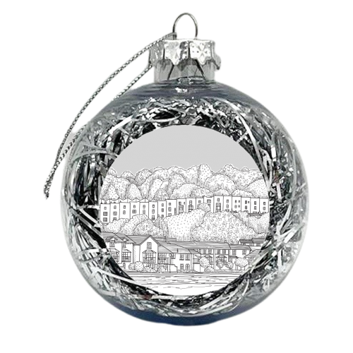Clifton Woods, Bristol (Grey Background) - xmas bauble by Adam Regester