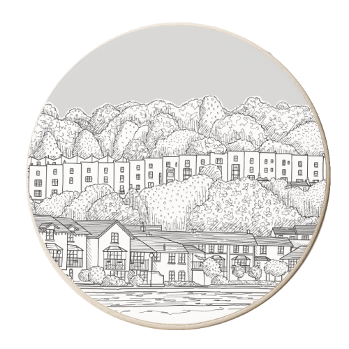 Clifton Woods, Bristol (Grey Background) - personalised beer coaster by Adam Regester