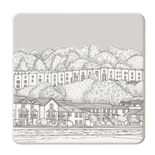 Clifton Woods, Bristol (Grey Background) - personalised beer coaster by Adam Regester