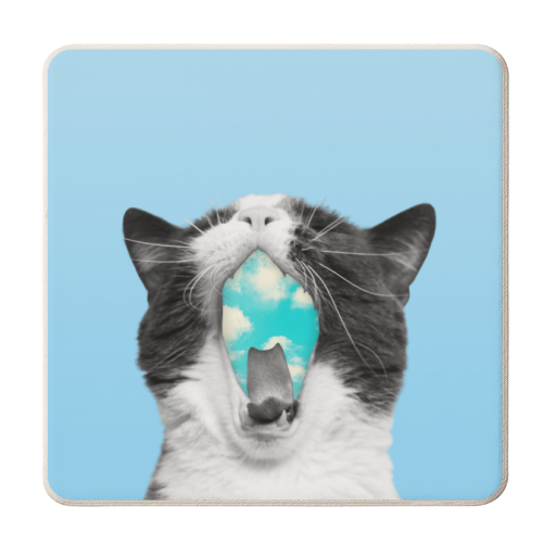 Cloud Nine Lives Cat Print - personalised beer coaster by OhMC! Designs