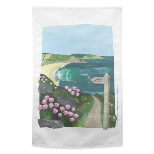 Coast Path - funny tea towel by Christina Carpenter