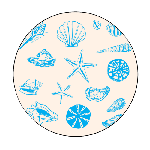 Coastal Shells & Starfish Line Art - Circle Sticker by EZbie