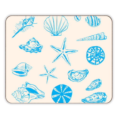 Coastal Shells & Starfish Line Art - designer placemat by EZbie