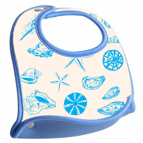 Coastal Shells & Starfish Line Art - feeding bib by EZbie