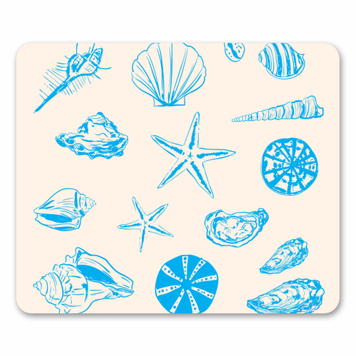 Coastal Shells & Starfish Line Art - mouse mat by EZbie