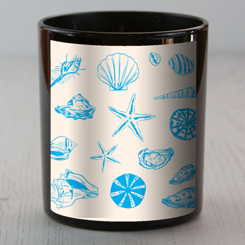 Coastal Shells & Starfish Line Art - scented candle by EZbie