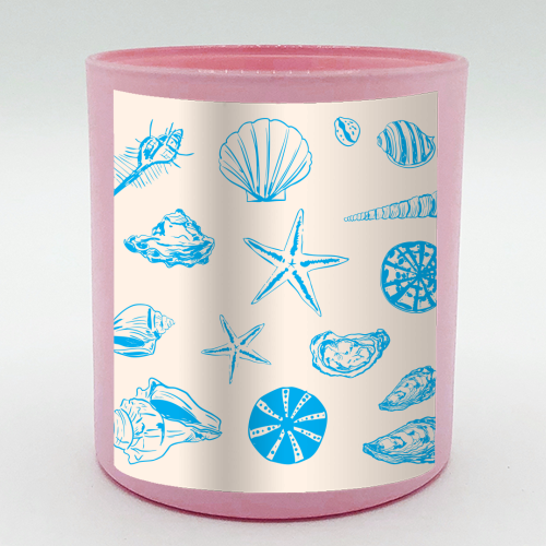 Coastal Shells & Starfish Line Art - scented candle by EZbie