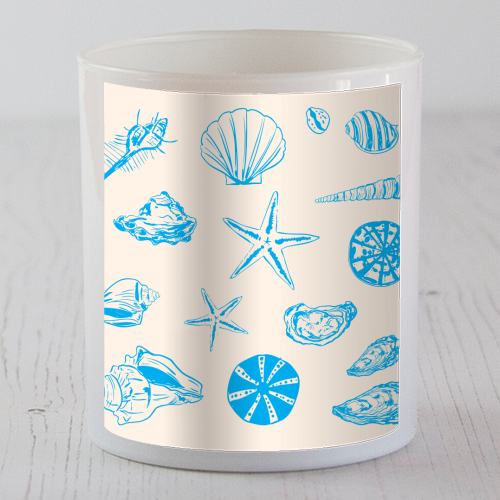 Coastal Shells & Starfish Line Art - scented candle by EZbie