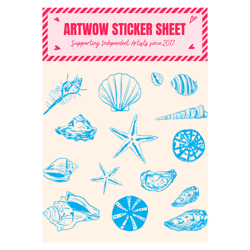 Coastal Shells & Starfish Line Art - Sticker Sheet by EZbie