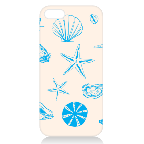 Coastal Shells & Starfish Line Art - unique phone case by EZbie