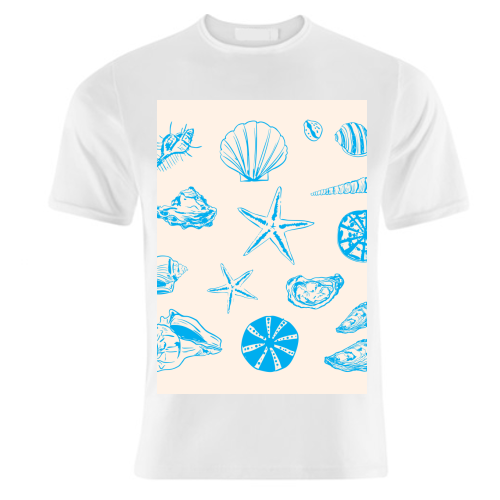 Coastal Shells & Starfish Line Art - unique t shirt by EZbie