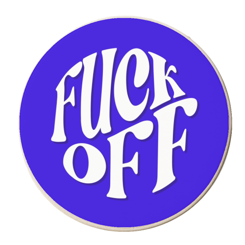 Cobalt fuck off circle - personalised beer coaster by The Girl Next Draw