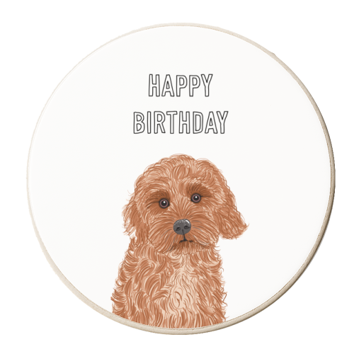 Cockapoo Birthday Greeting - Happy Birthday! - personalised beer coaster by Adam Regester
