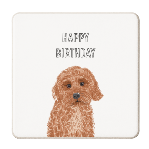 Cockapoo Birthday Greeting - Happy Birthday! - personalised beer coaster by Adam Regester