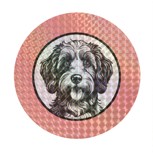 Cockapoo Cameo Portrait (Coral Pink) - Circle Sticker by Adam Regester
