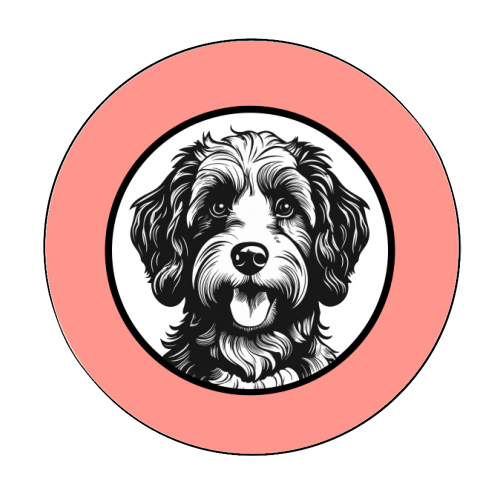 Cockapoo Cameo Portrait (Coral Pink) - Circle Sticker by Adam Regester