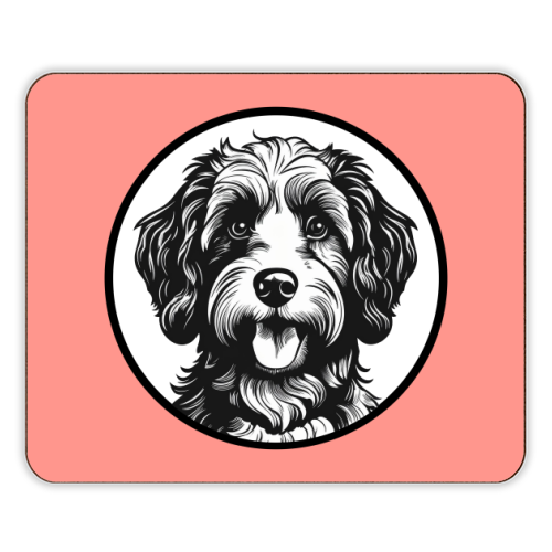 Cockapoo Cameo Portrait (Coral Pink) - designer placemat by Adam Regester