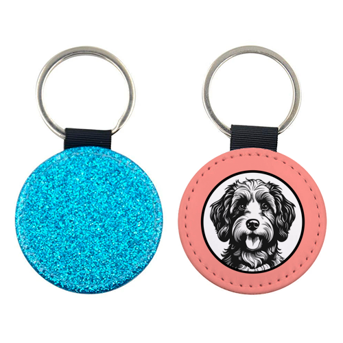 Cockapoo Cameo Portrait (Coral Pink) - keyring by Adam Regester