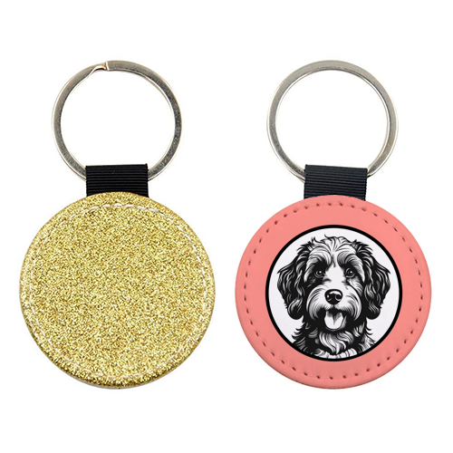 Cockapoo Cameo Portrait (Coral Pink) - keyring by Adam Regester